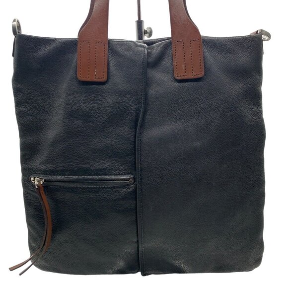 Christopher Kon Black Leather Shoulder Bag Tote Handbag Purse Office Work - Picture 1 of 14